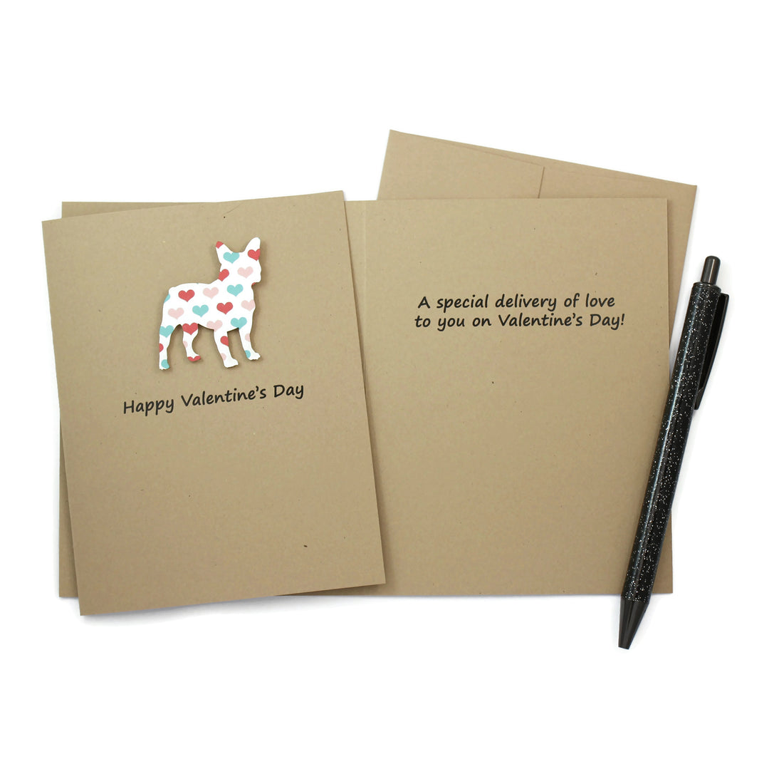 Choose your Dog Breed Valentine's Day Notecards | Colored Hearts Pattern