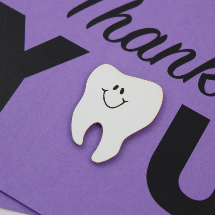 Tooth Thank You Card for Dentists | Handmade Dental Hygienist Greeting Notecard | Multiple Colors