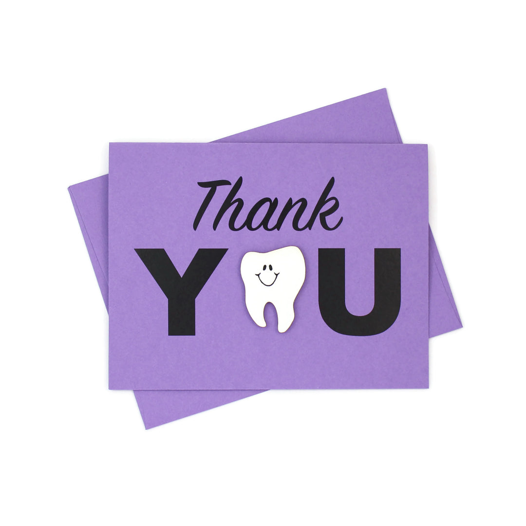 Tooth Thank You Card for Dentists | Handmade Dental Hygienist Greeting Notecard | Multiple Colors