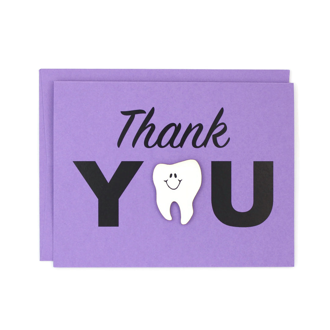 Tooth Thank You Card for Dentists | Handmade Dental Hygienist Greeting Notecard | Multiple Colors