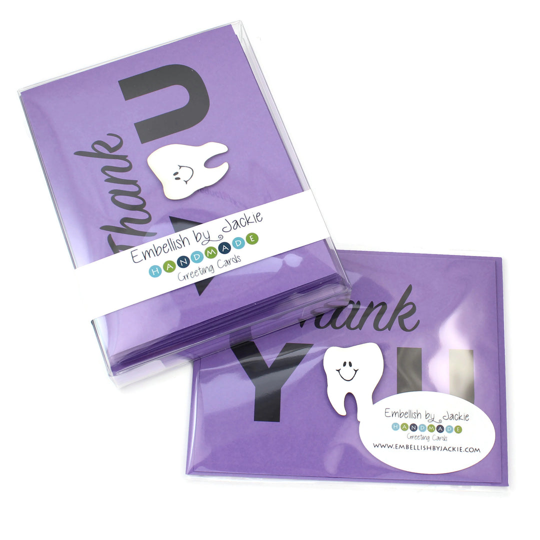 Tooth Thank You Card for Dentists | Handmade Dental Hygienist Greeting Notecard | Multiple Colors