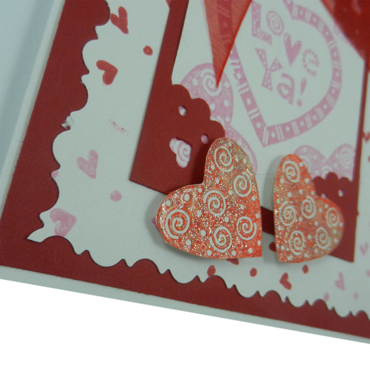 Valentine's Day Greeting Card - Handmade Recycled - Love Ya Hearts Valentine's Day Card - Embellish by Jackie