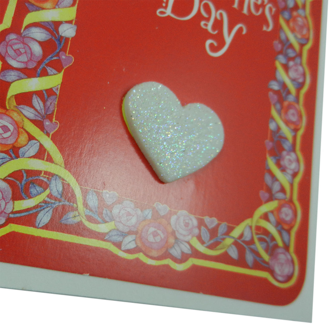 Valentine's Day Greeting Card - Handmade Recycled - Glitter Heart Valentine's Day Card - Embellish by Jackie