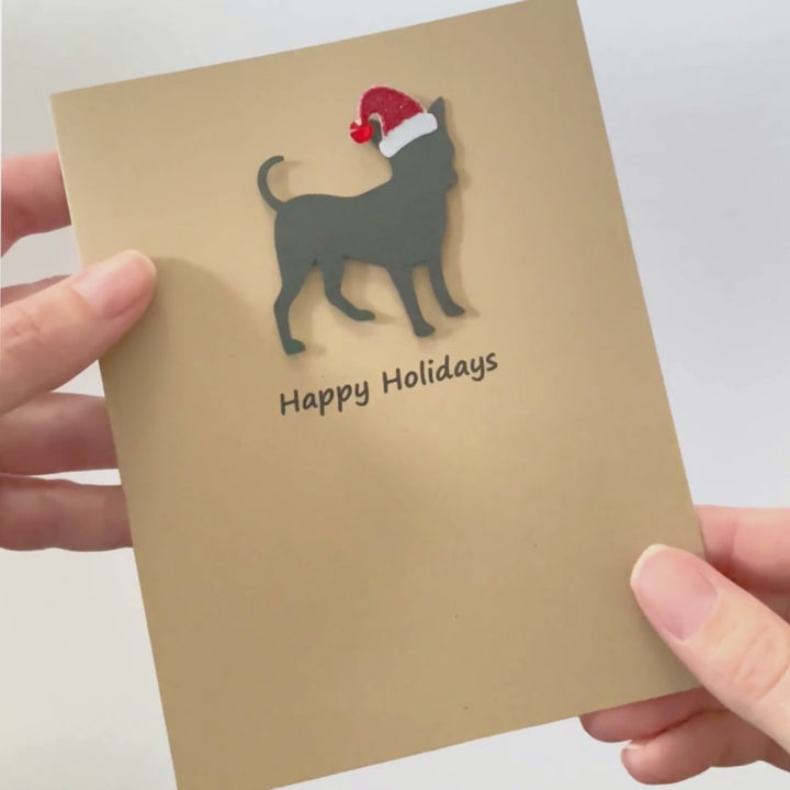 Smooth Coat Chihuahua Christmas Card | Single or Pack of 10 | 25 Dog Colors | Choose Phrases | Santa Hat