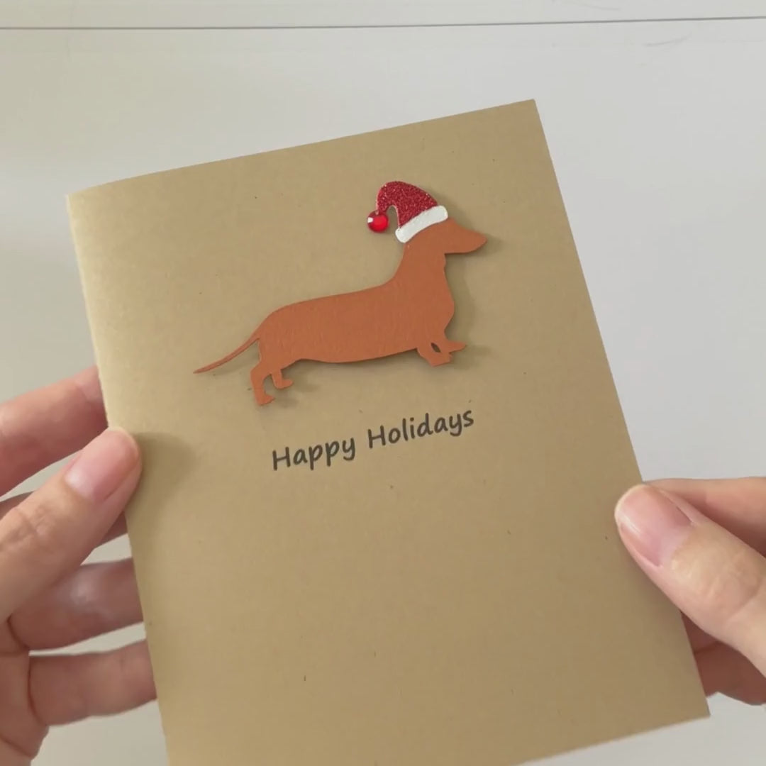 Smooth Dachshund Christmas Card | Single or Pack of 10 | 25 Dog Colors | Choose Phrase