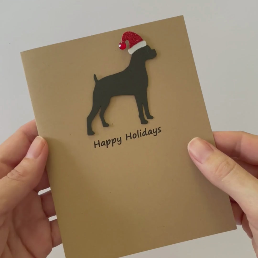 Boxer Christmas Card | Single or Pack of 10 | 25 Dog Colors | Choose Phrases | Santa Hat