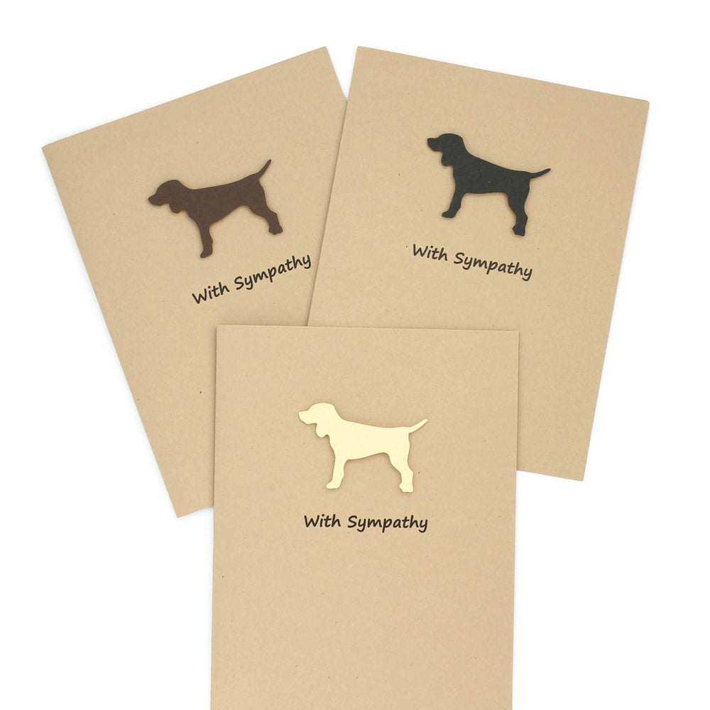 Dog Sympathy Notecard | Handmade Generic Dog Sympathy Greeting Card | Black Brown Yellow Dog | Single Card and Envelope | Limited Quantity