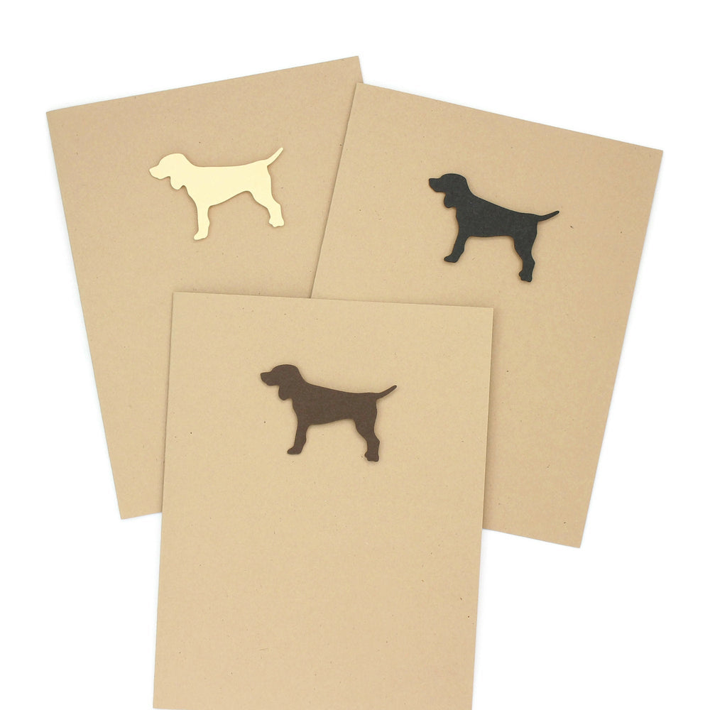 Dog Blank Notecard | Handmade Generic Dog Blank Greeting Card | Black Brown Yellow Dog | Single Card and Envelope | Limited Quantity