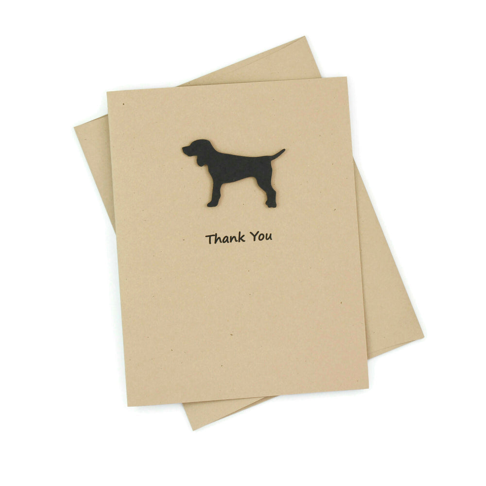 Dog Thank You Notecard | Handmade Generic Dog Thank You Greeting Card | Black Brown Yellow Dog | Single Card and Envelope | Limited Quantity