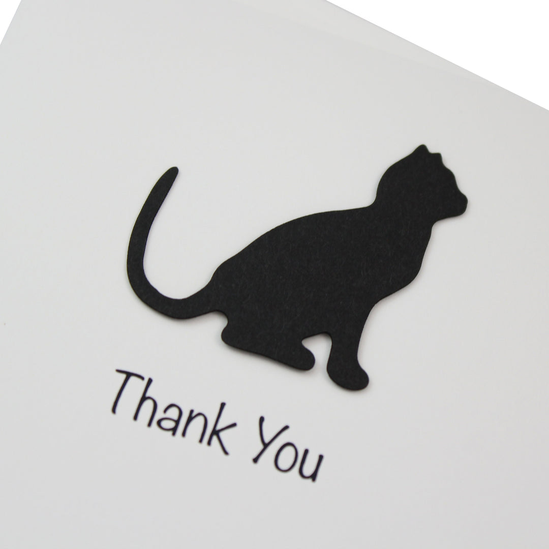 Cat Thank You Greeting Cards 10 Pack | Handmade Cat Greeting Cards | 25 Cat Colors Available | Choose Inside Phrase | Cat Notecards White