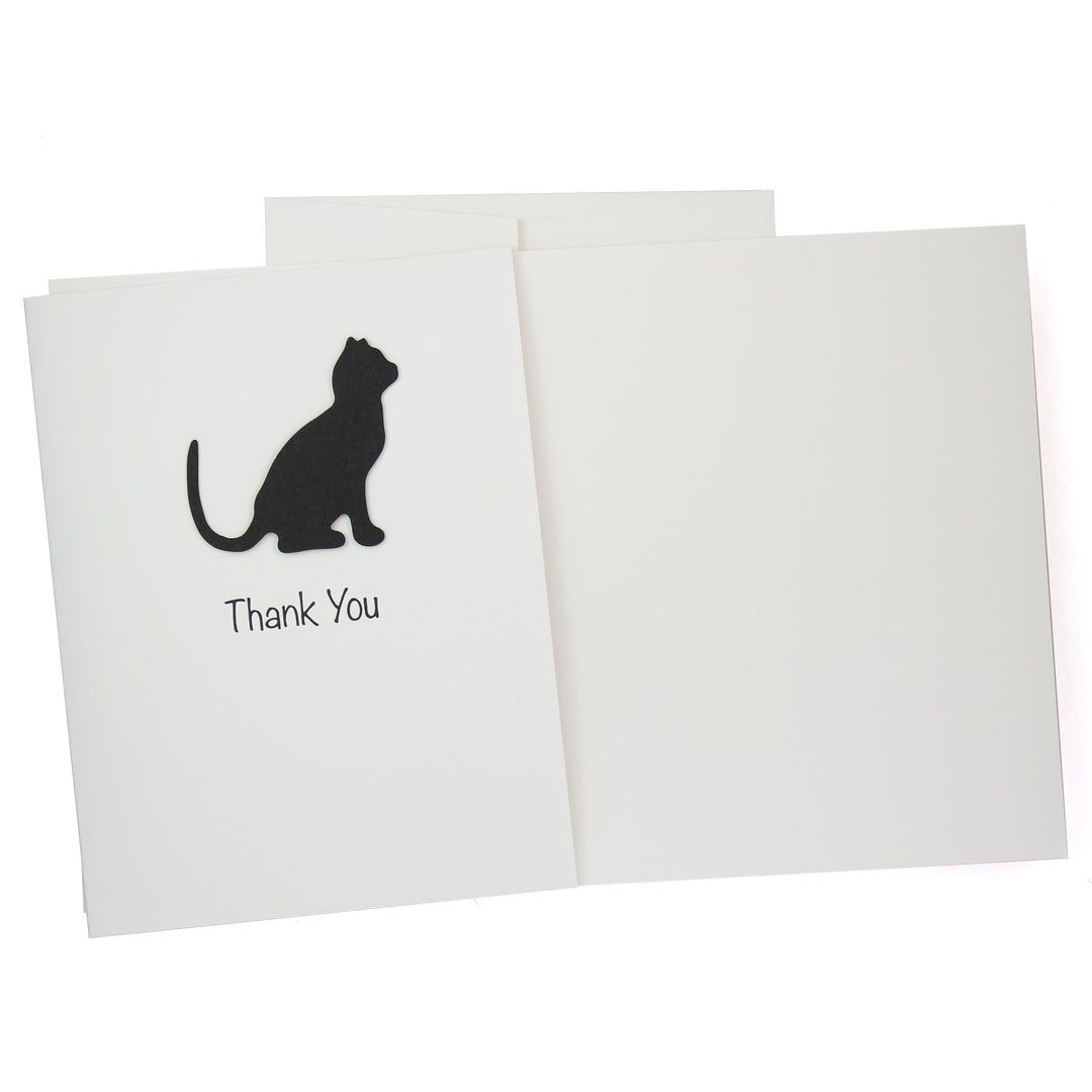 Cat Thank You Greeting Cards 10 Pack | Handmade Cat Greeting Cards | 25 Cat Colors Available | Choose Inside Phrase | Cat Notecards White