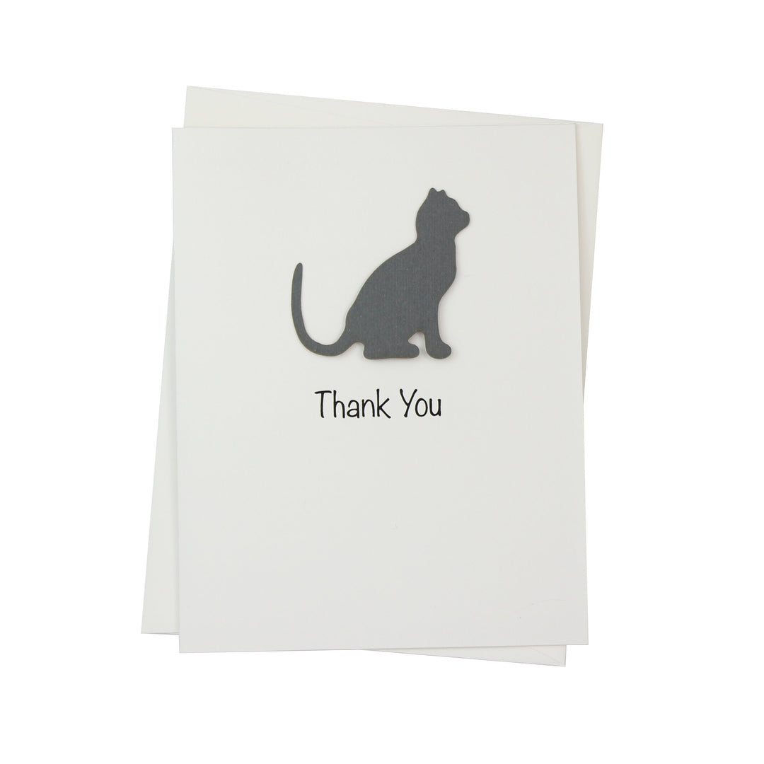 Cat Thank You Greeting Cards 10 Pack | Handmade Cat Greeting Cards | 25 Cat Colors Available | Choose Inside Phrase | Cat Notecards White