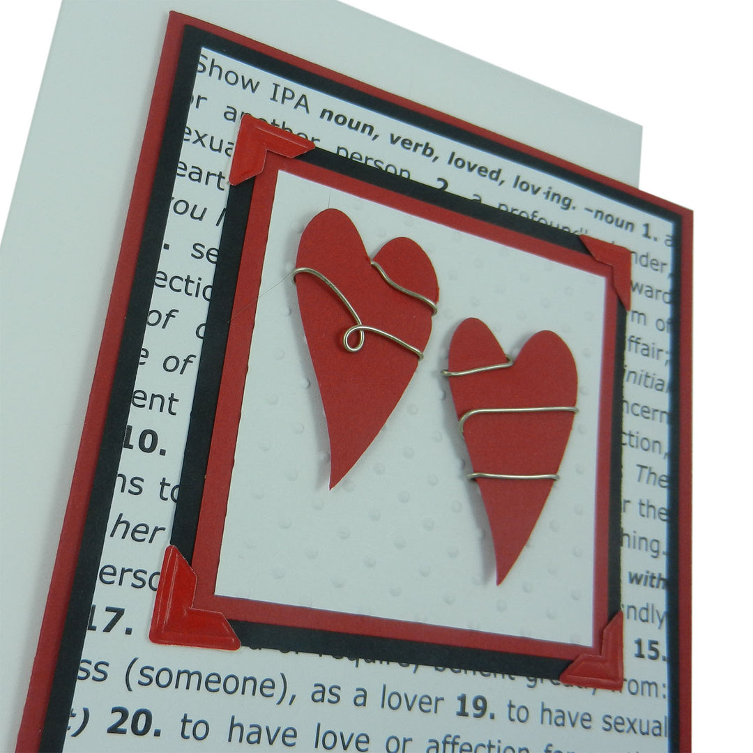 Handmade Valentine Card Two Hearts Wrapped in wire - Embellish by Jackie