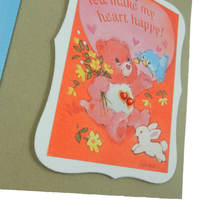 Valentine's Day Card - Handmade Recycled - Care Bear Valentine's Day Card - Recycled Valentine - Embellish by Jackie